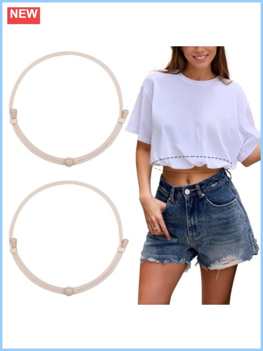 Crop Top Tuck Band Adjustable Elastic Stretch Waist Belt for Tucking Shirt